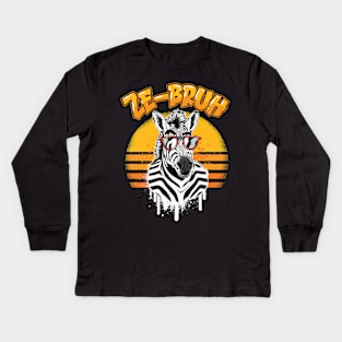 Zebra Bro AKA. Ze-bruh - Funny Zebra Design Kids Long Sleeve T-Shirt